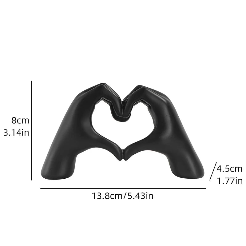 Heart Gesture Hand Sculpture - Modern Love Symbol Resin Statue for Romantic Home Decor