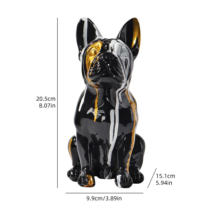 Watercolor French Bulldog Sculpture - Modern Artistic Resin Decor