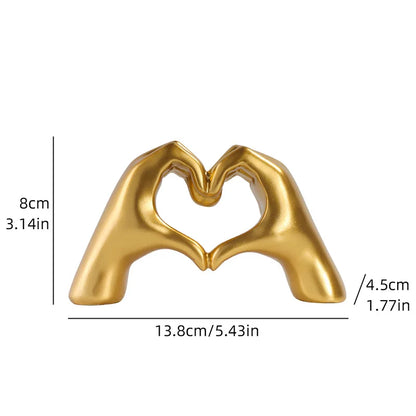 Heart Gesture Hand Sculpture - Modern Love Symbol Resin Statue for Romantic Home Decor