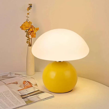 Nordic Macaron Mushroom Table Lamp - Creative Wooden Base Bedside Night Light for Bedroom & Study Room