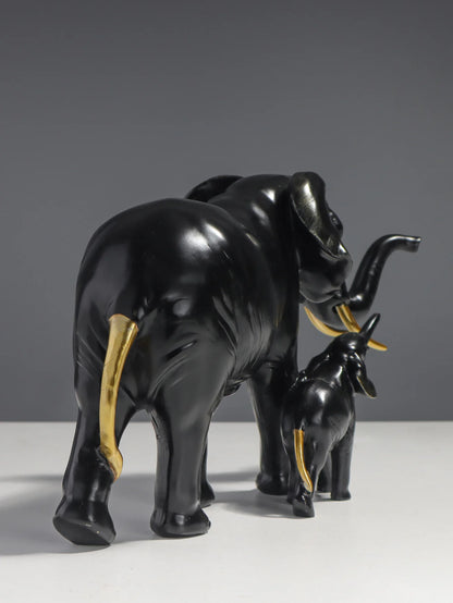 Mother & Child Elephant Sculpture - Modern Resin Family Decor