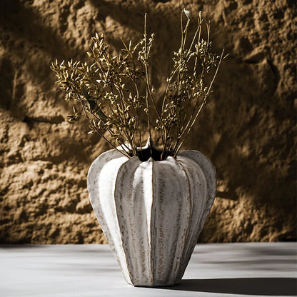 Capiron Ceramic Bud Vase - Modern Boho Ribbed Flower Pot
