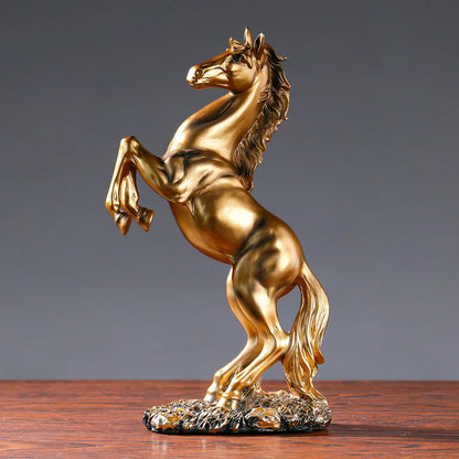 Victory Horse Resin Statue - 30cm European Style Stallion Figurine for Home & Office Decor