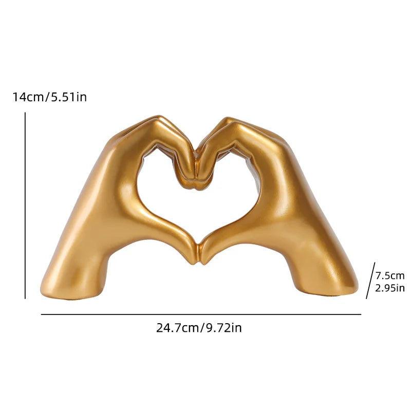 Heart Gesture Hand Sculpture - Modern Love Symbol Resin Statue for Romantic Home Decor