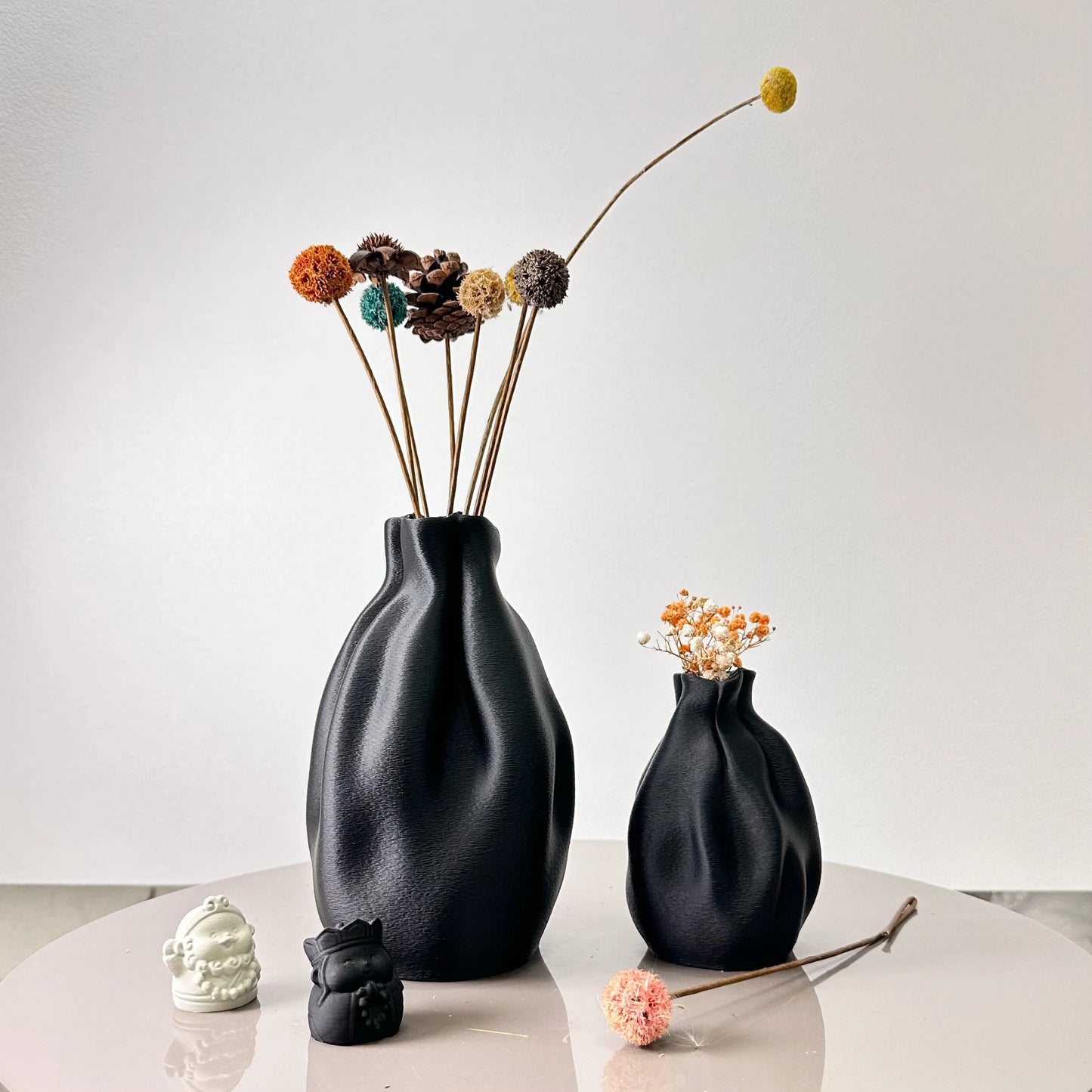 Textured Fabric-Style Vase Set - Modern 2-Piece Boho Decorative Collection