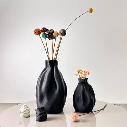 Textured Fabric-Style Vase Set - Modern 2-Piece Boho Decorative Collection