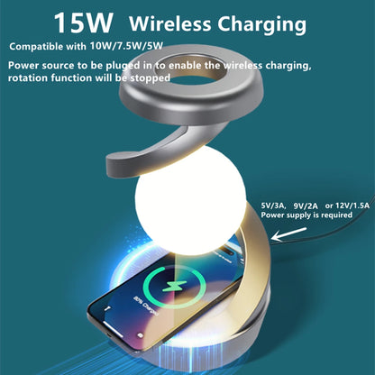 Gesture-Controlled Floating Table Lamp - RGB Night Light with 15W Wireless Charger