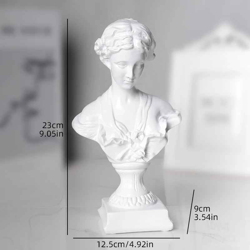 Greek Female Bust Statue - Classic White Resin Art Sculpture