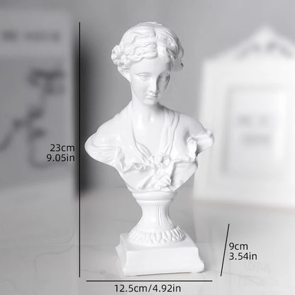 Greek Female Bust Statue - Classic White Resin Art Sculpture