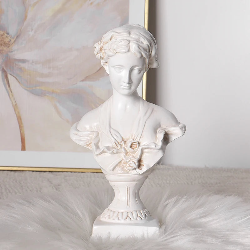 Greek Female Bust Statue - Classic White Resin Art Sculpture