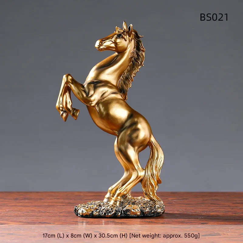 Victory Horse Resin Statue - 30cm European Style Stallion Figurine for Home & Office Decor