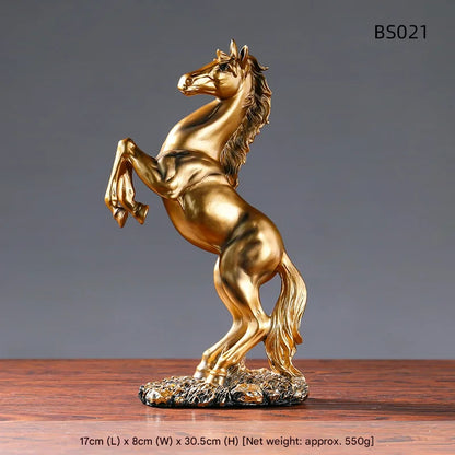 Victory Horse Resin Statue - 30cm European Style Stallion Figurine for Home & Office Decor