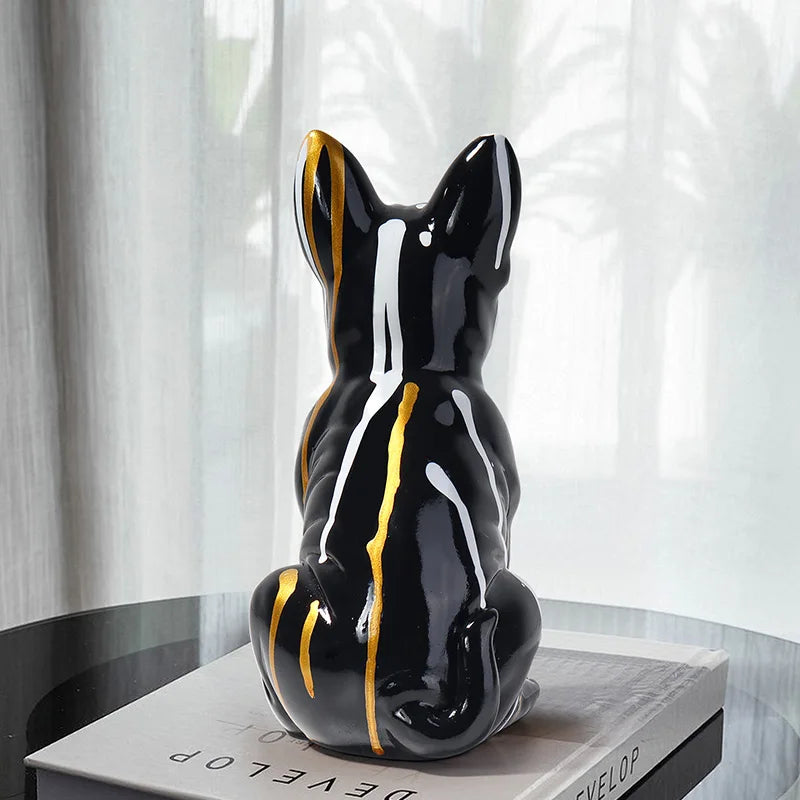 Watercolor French Bulldog Sculpture - Modern Artistic Resin Decor