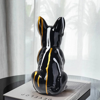 Watercolor French Bulldog Sculpture - Modern Artistic Resin Decor