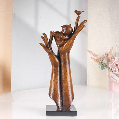 Aspiration Hands Sculpture - Wood Grain Finish Resin Art