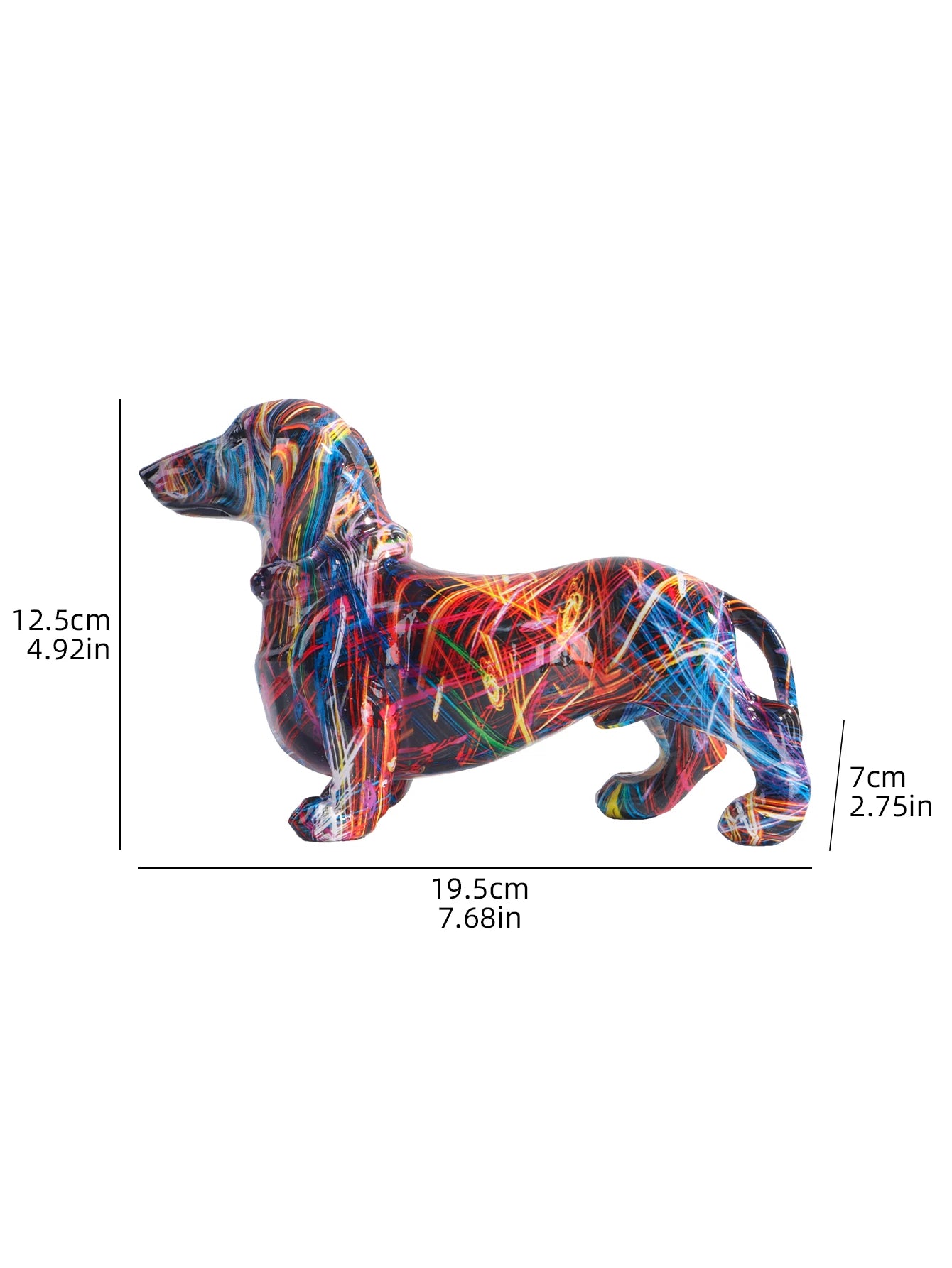 Artistic Graffiti Dachshund Sculpture - Vibrant Abstract Resin Sausage Dog Figurine for Home Decor