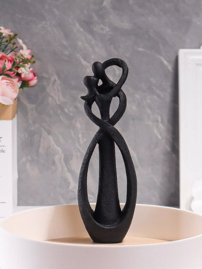 Abstract Couple Embrace Sculpture - Modern Eternal Love Figurine for Home Decor & Anniversary Gift