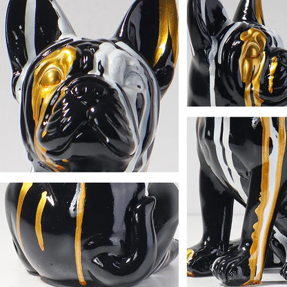 Watercolor French Bulldog Sculpture - Modern Artistic Resin Decor