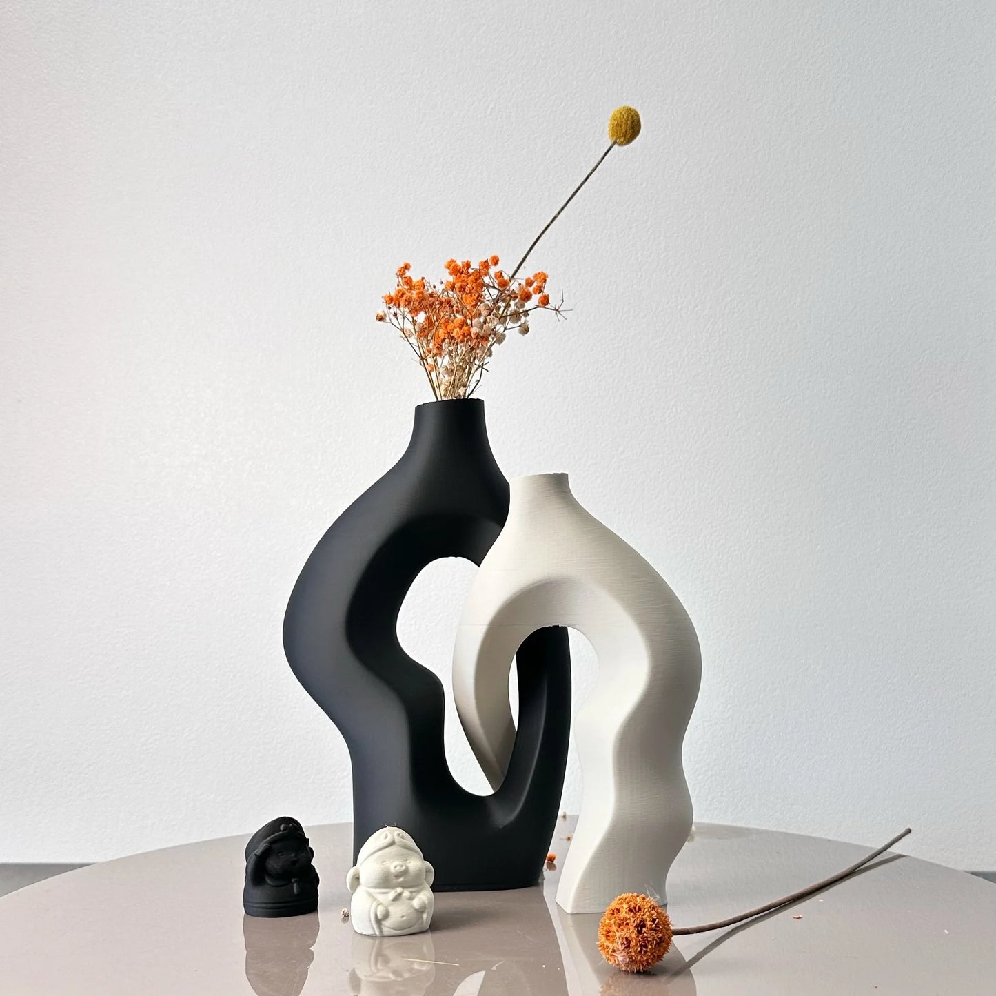 Interlocking Ceramic-Style Vases - Modern 2-Piece Abstract Set
