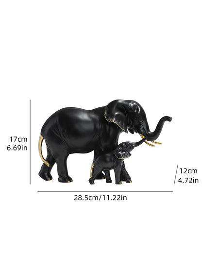 Mother & Child Elephant Sculpture - Modern Resin Family Decor