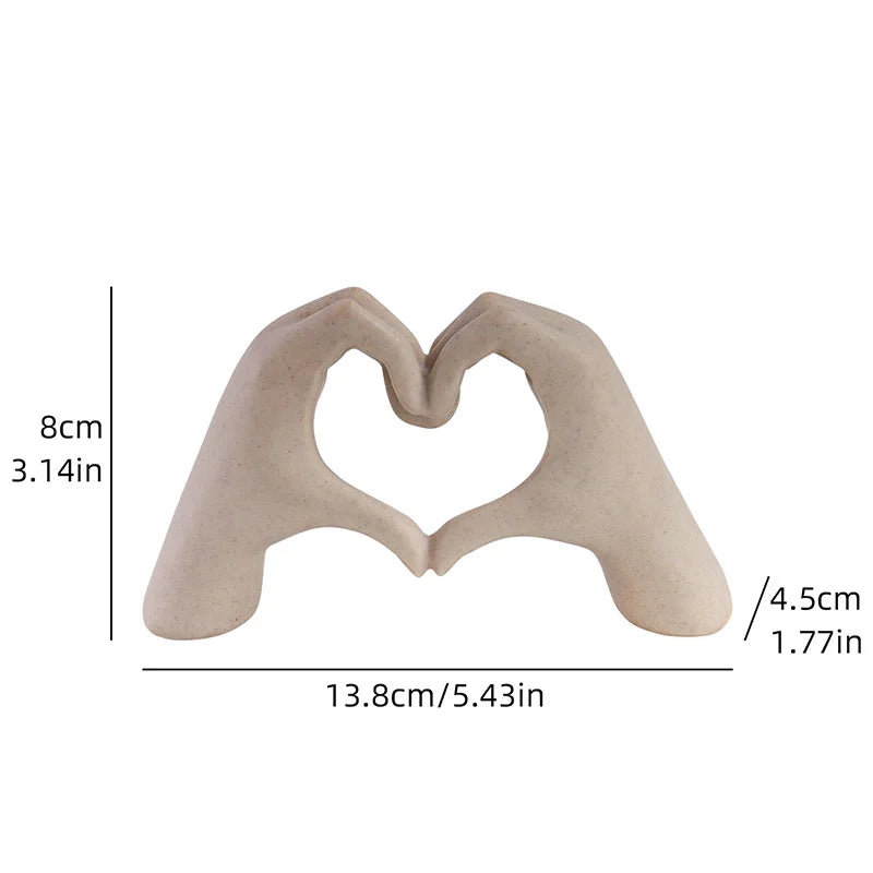 Heart Gesture Hand Sculpture - Modern Love Symbol Resin Statue for Romantic Home Decor