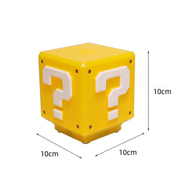Question Mark Block Night Light - Interactive 3D LED Desk Lamp with Sound & USB Charging