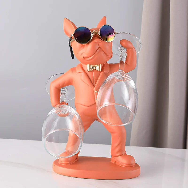 French Bulldog Wine Holder - Modern Dog Butler Sculpture