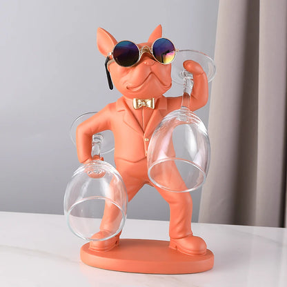 French Bulldog Wine Holder - Modern Dog Butler Sculpture