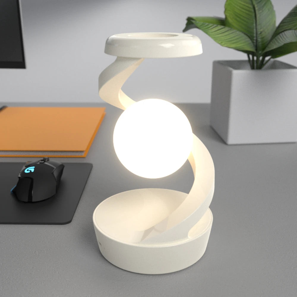 Gesture-Controlled Floating Table Lamp - RGB Night Light with 15W Wireless Charger