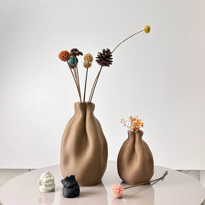 Textured Fabric-Style Vase Set - Modern 2-Piece Boho Decorative Collection