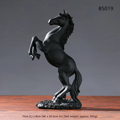 Victory Horse Resin Statue - 30cm European Style Stallion Figurine for Home & Office Decor