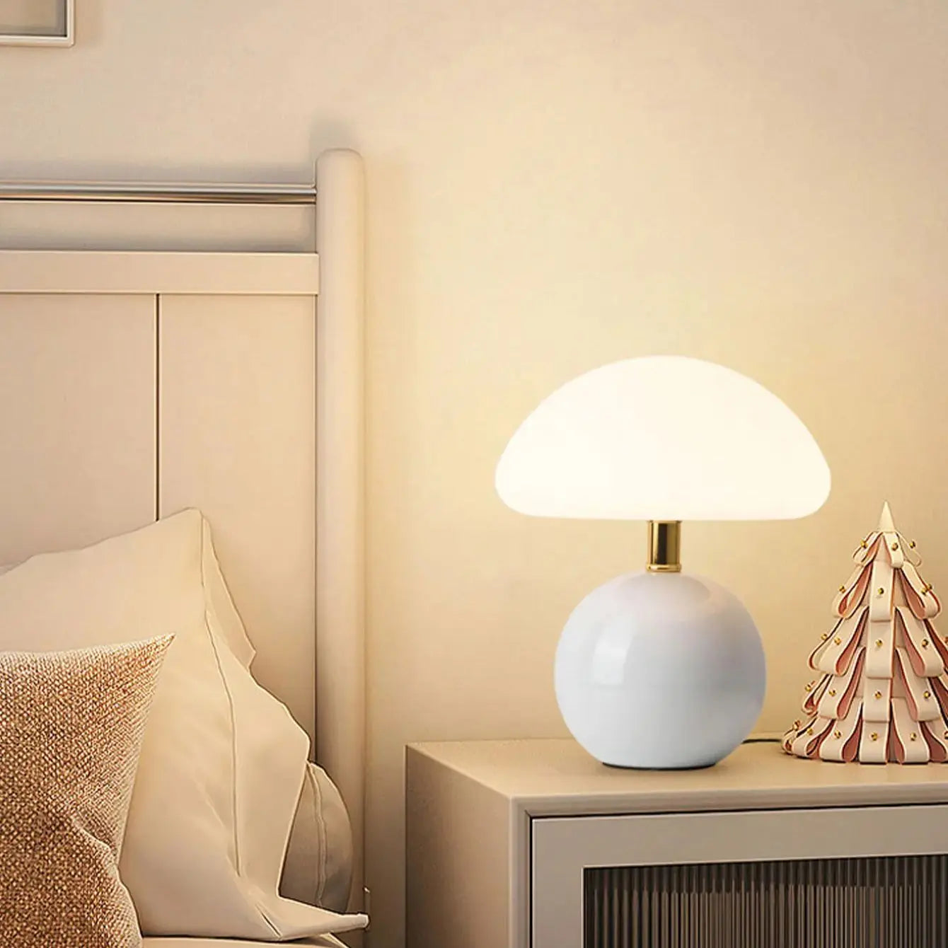 Nordic Macaron Mushroom Table Lamp - Creative Wooden Base Bedside Night Light for Bedroom & Study Room