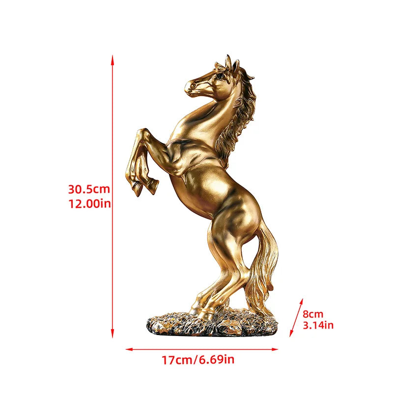 Victory Horse Resin Statue - 30cm European Style Stallion Figurine for Home & Office Decor