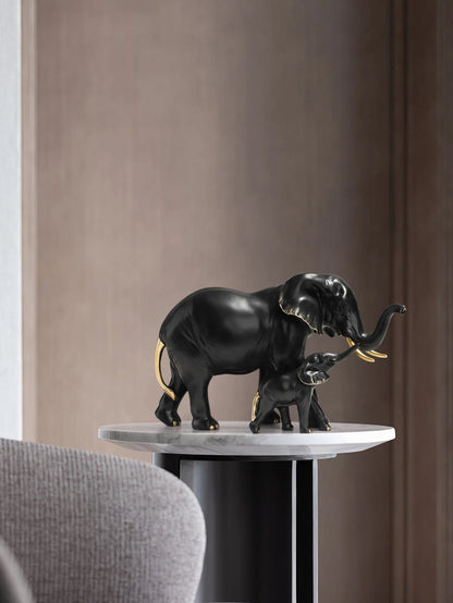 Mother & Child Elephant Sculpture - Modern Resin Family Decor
