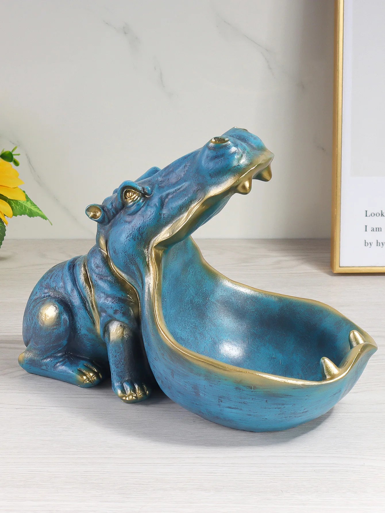 Hippo Resin Storage Bowl - Creative Open Mouth Key Holder