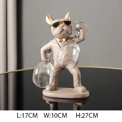 French Bulldog Wine Holder - Modern Dog Butler Sculpture