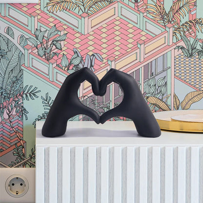 Heart Gesture Hand Sculpture - Modern Love Symbol Resin Statue for Romantic Home Decor