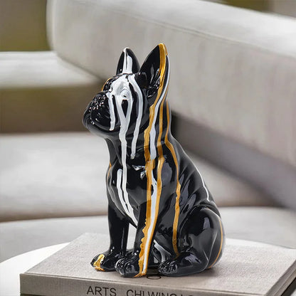 Watercolor French Bulldog Sculpture - Modern Artistic Resin Decor
